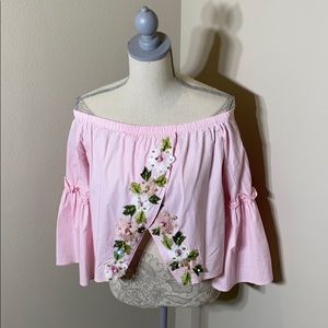Pink off the shoulder top/ blouse